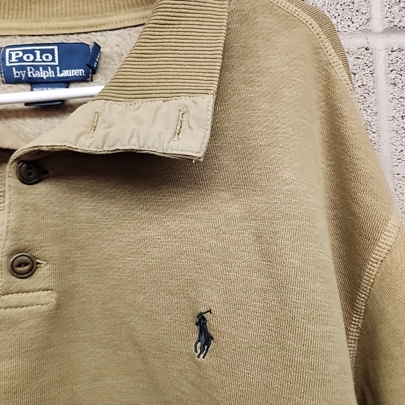 Polo Ralph Lauren Collared Henley Sweater Adult XL Brown Cotton Sweatshirt - Picture 3 of 10